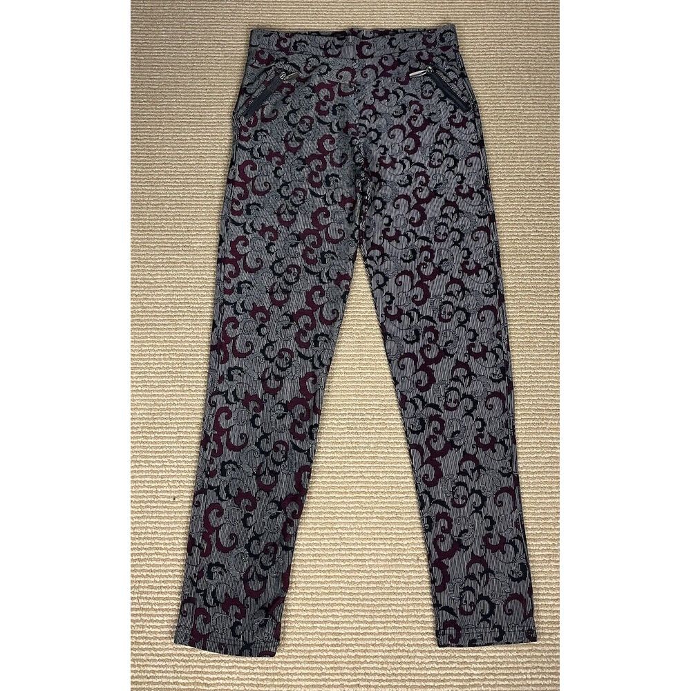Coco + Carmen Floral Pant's L/XL Stretch Waist Pockets Black Multicolor